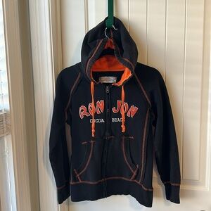 Ron Jon Cocoa Beach Full Zip Black Hoodie, Orange Trim. Size L by Pacific & Co